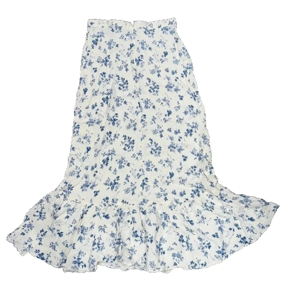 REFORMATION floral circle skirt midi linen preppy White Sz 2 A007095
